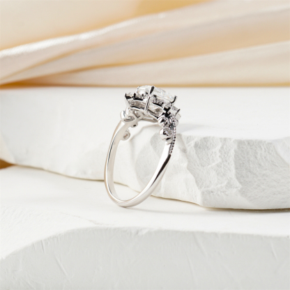 1.9ct Victorian Mirror Ring Vintage Engagement Ring Ivy & Dewdrop Band Ring VVS Synthetic Moissanite Ring Jewelry S925 Band