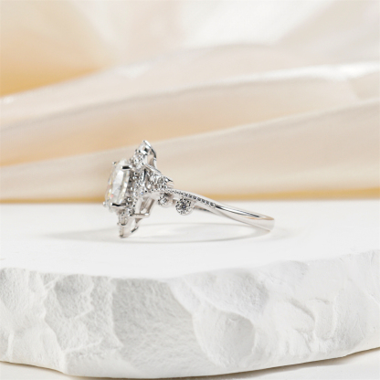 1.9ct Victorian Mirror Ring Vintage Engagement Ring Ivy & Dewdrop Band Ring VVS Synthetic Moissanite Ring Jewelry S925 Band