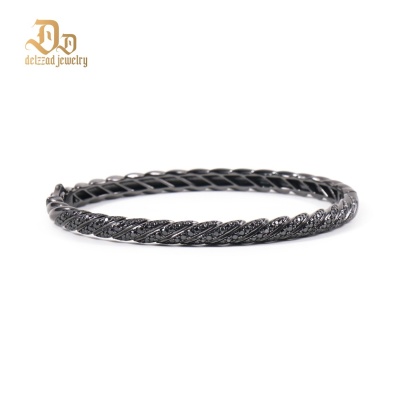 1.2ct Sculpted Cable Bangle Twisted Bangle Bracelet Synthetic Moissanite/Zirconia Bangle S925/Copper