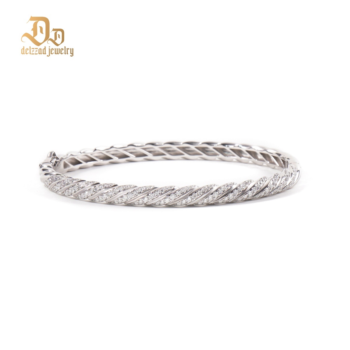 1.2ct Sculpted Cable Bangle Twisted Bangle Bracelet Synthetic Moissanite/Zirconia Bangle S925/Copper