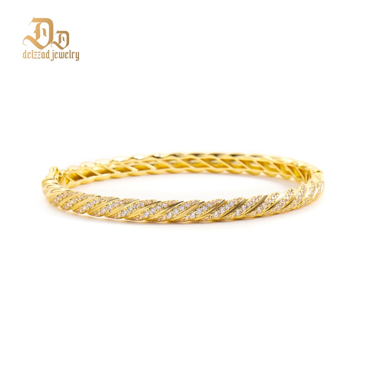 1.2ct Sculpted Cable Bangle Twisted Bangle Bracelet Synthetic Moissanite/Zirconia Bangle S925/Copper