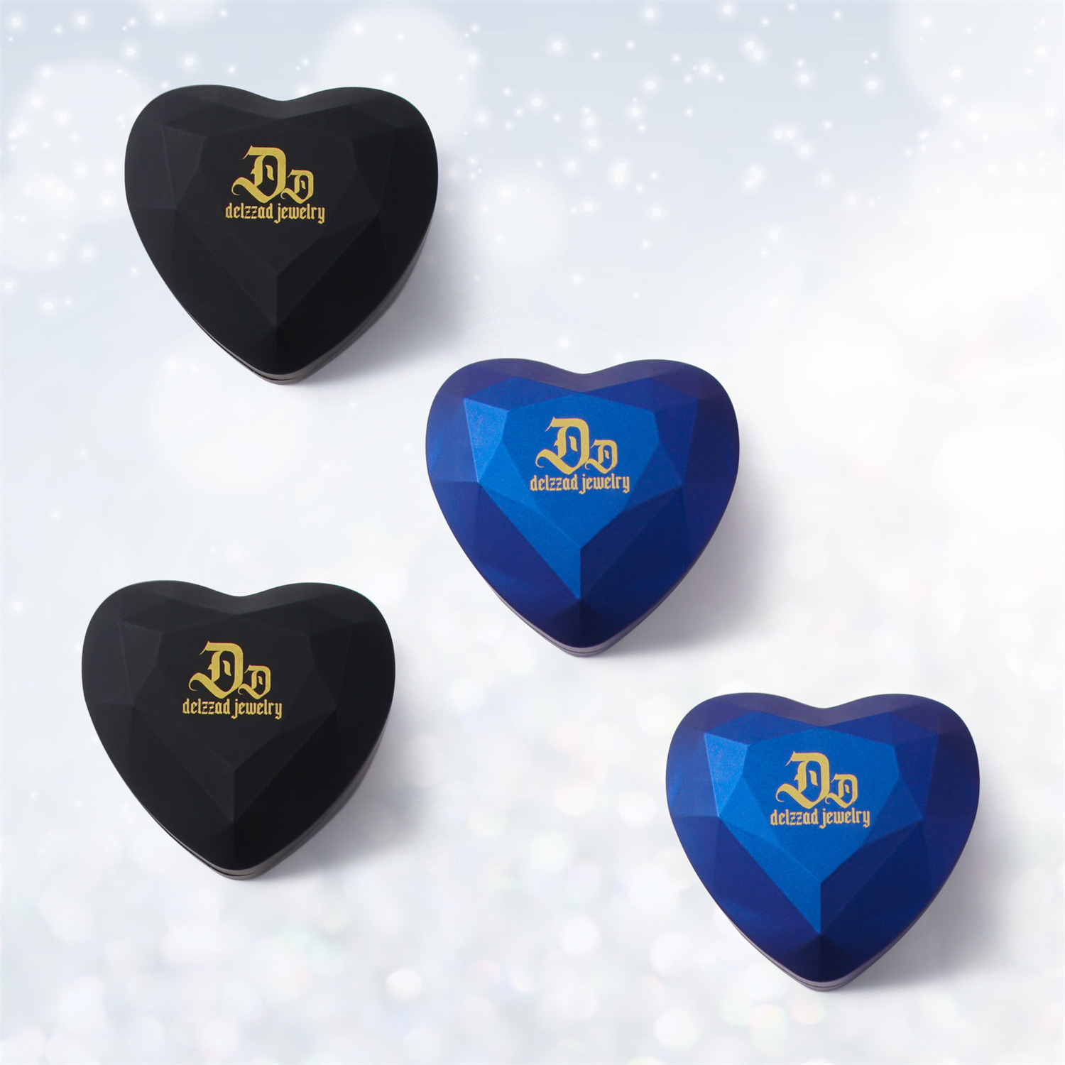 Delzzad Luxury Love Heart Jewelry Gift Box with Light Surprise Ring Heart Box Earrings Jewelry Box Christmas Gift Birthday Halloween Valentine's Day Thanksgiving Day Mother's Day Jewelry Present Box(Box Only)