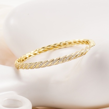 1.2ct Sculpted Cable Bangle Twisted Bangle Bracelet Synthetic Moissanite/Zirconia Bangle S925/Copper