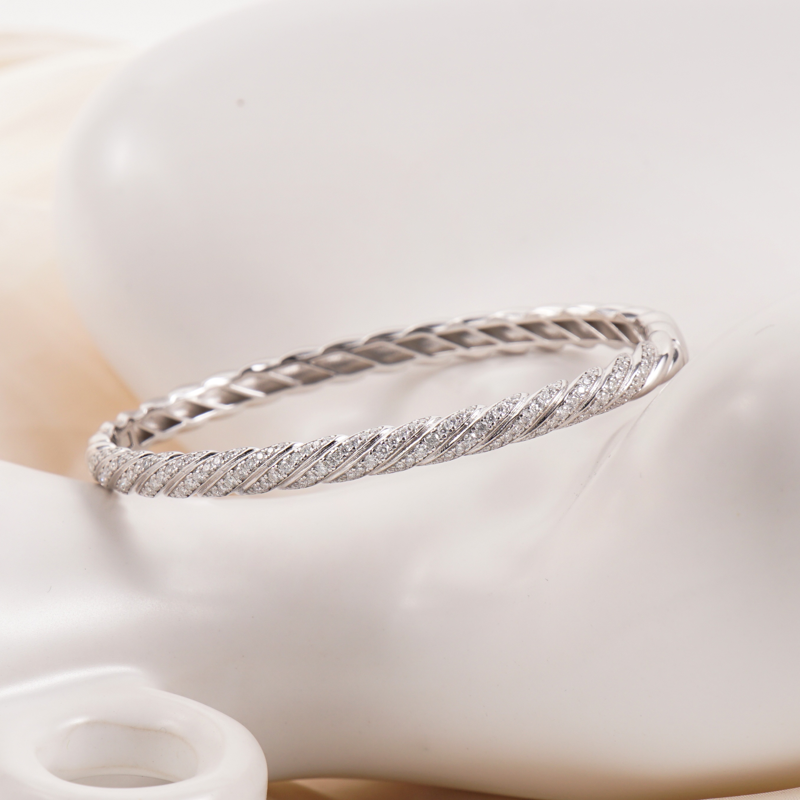 1.2ct Sculpted Cable Bangle Twisted Bangle Bracelet Synthetic Moissanite/Zirconia Bangle S925/Copper