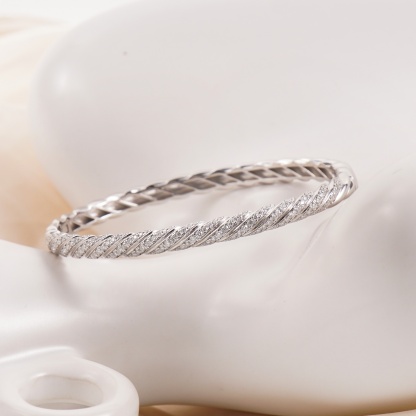 1.2ct Sculpted Cable Bangle Twisted Bangle Bracelet Synthetic Moissanite/Zirconia Bangle S925/Copper