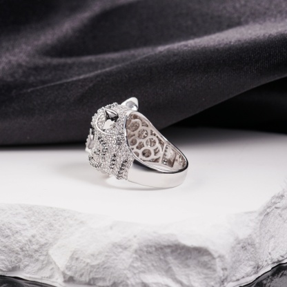 1.8ct Shadow Panthera Ring VVS Synthetic Moissanite Ring Jewelry Copper Band Unisex Hip Hop Animal Ring