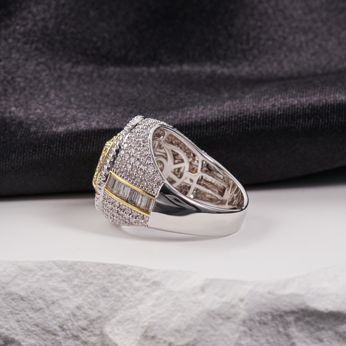 3ct The Sovereign Ring Glacier Band Unisex Fully Iced-out Hip Hop Ring VVS Synthetic Moissanite Ring Jewelry Copper Band