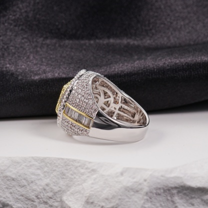 3ct The Sovereign Ring Glacier Band Unisex Fully Iced-out Hip Hop Ring VVS Synthetic Moissanite Ring Jewelry Copper Band