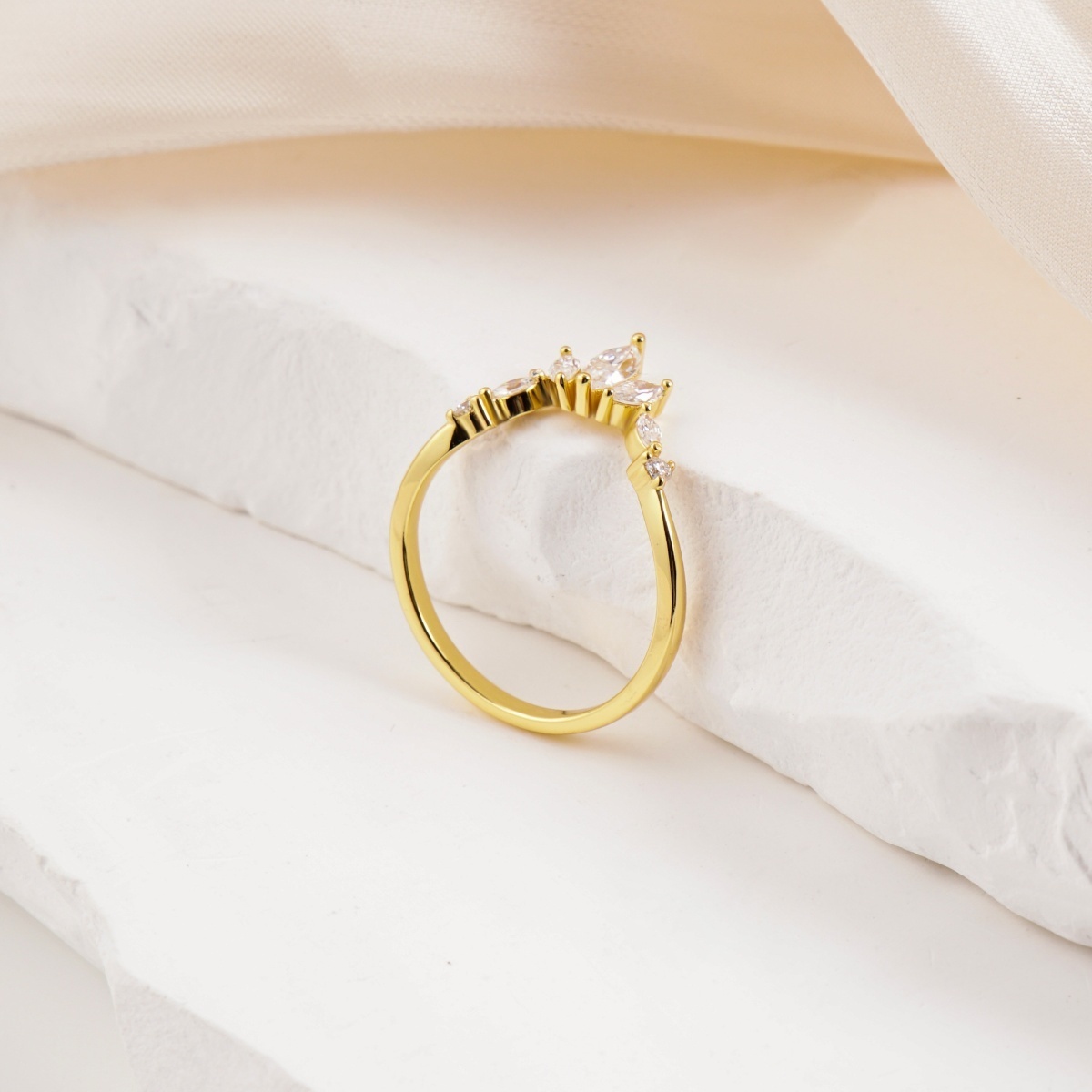 Delzzad Luxury Ethereal Elegance Set Bridal Engagement Ring Set Synthetic Moissanite Ring Jewelry S925 Triple Stacking Ring Band Perfect Birthday Engagement Wedding Anniversary Christmas Gift