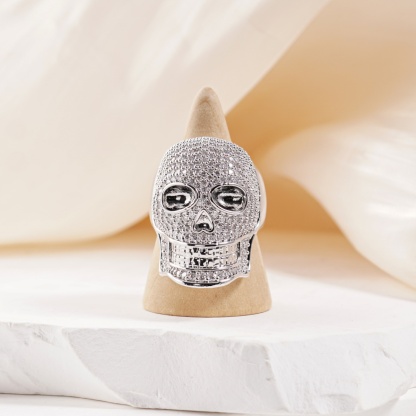 2.8ct Infinite Bone Ring Cool Hip Hop Rock Skull Ring VVS Synthetic Moissanite Ring Jewelry Copper Band