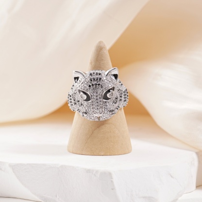 1.8ct Shadow Panthera Ring VVS Synthetic Moissanite Ring Jewelry Copper Band Unisex Hip Hop Animal Ring
