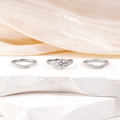 Timeless Embrace 2ct Triple Promise Ring Copper Engagement Stacking Ring VVS Synthetic Moissanite Ring Jewelry