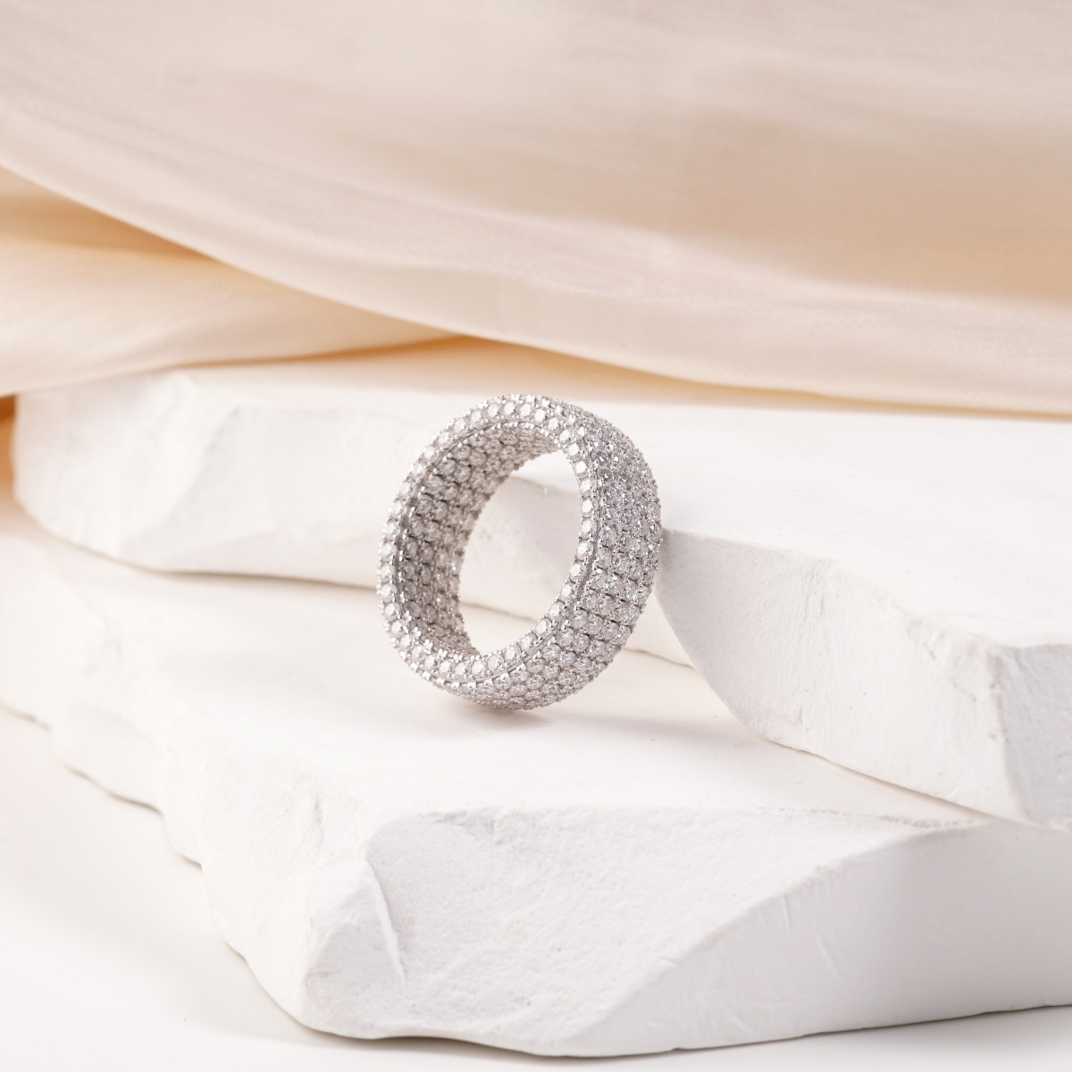 Infinite Sparkle 4-Row Eternity Ring Dakota Engagement Ring Band Synthetic Moissanite Ring Jewelry S925/Copper Band