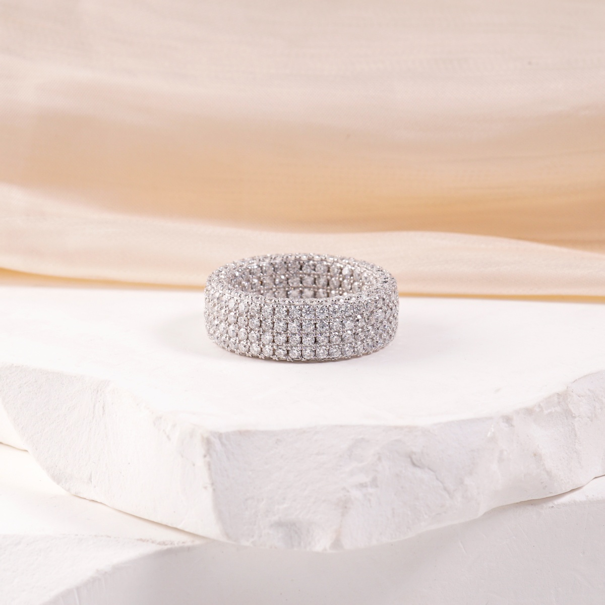 Infinite Sparkle 4-Row Eternity Ring Dakota Engagement Ring Band Synthetic Moissanite Ring Jewelry S925/Copper Band