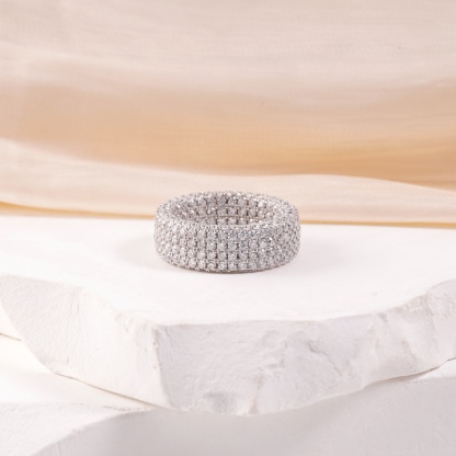 Infinite Sparkle 4-Row Eternity Ring Dakota Engagement Ring Band Synthetic Moissanite Ring Jewelry S925/Copper Band