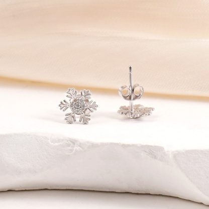 Ice-Out Snowflake Stud Earrings Synthetic Moissanite Earrings Jewelry S925 Frozen Snow Winter Earrings