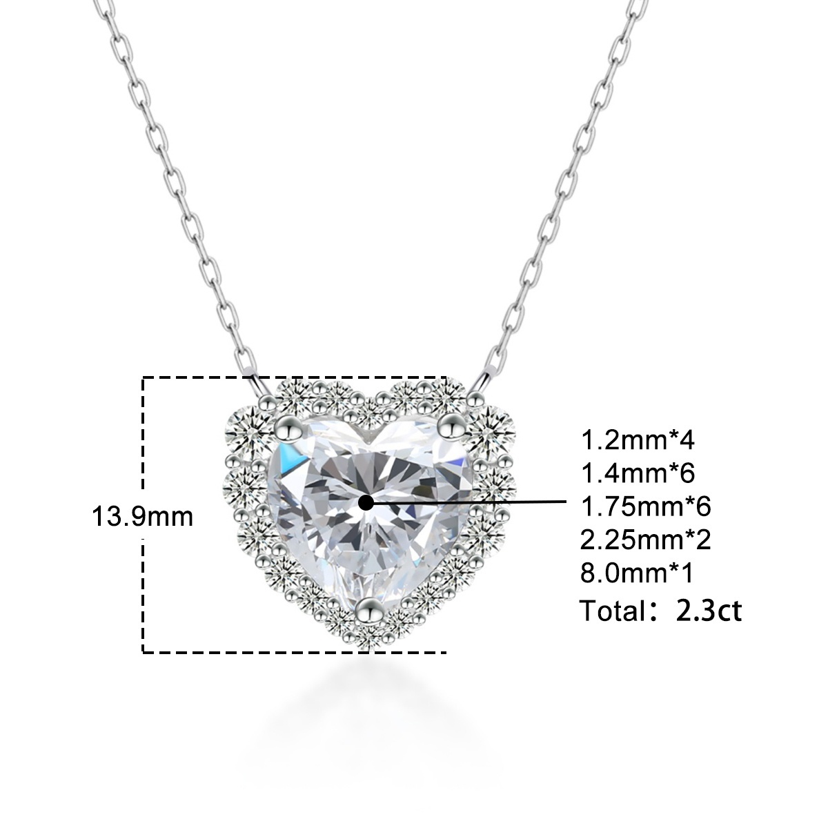 ??Stellar Heart? Set??Delzzad Halo Heart Stud Earrings Endless Love Pendant Necklace Jewelry Set Synthetic Moissanite S925 Necklace Earrings Jewelry Set