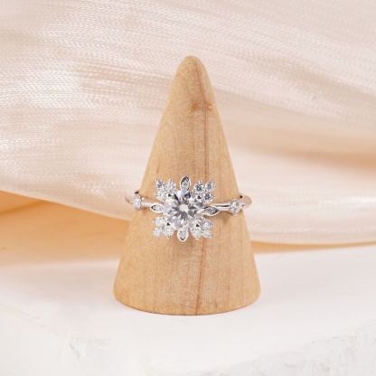 1ct Starburst Ring Daisy Cluster Band Ring VVS Synthetic Moissanite Ring Jewelry S925 Band