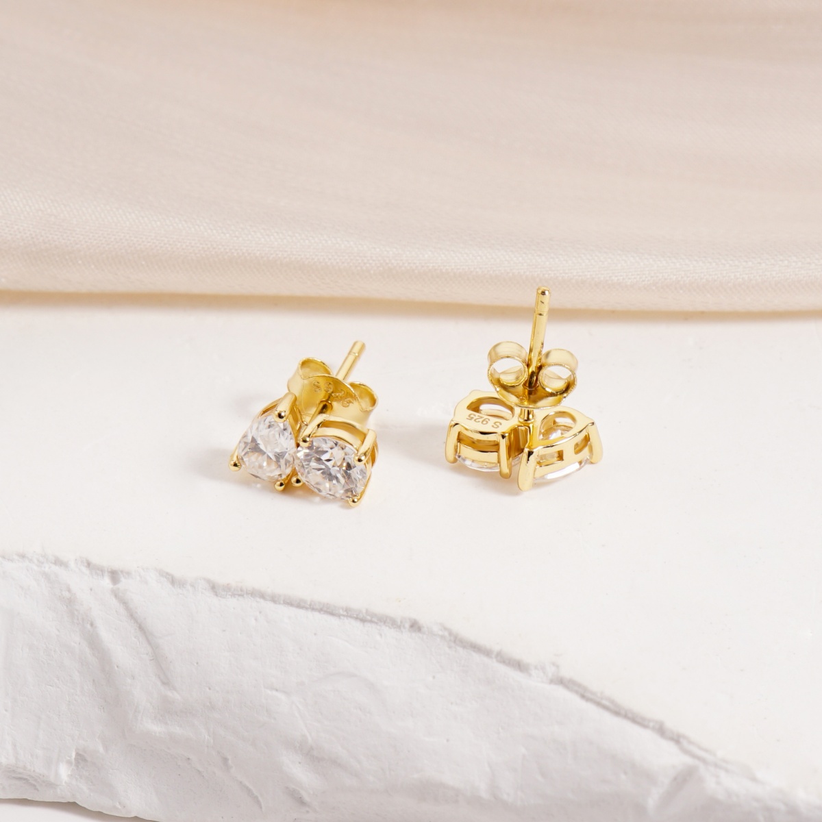 Toi et Moi Stud Earrings Pear and Round Cut Earrings VVS Synthetic Moissanite Earrings S925 Studs