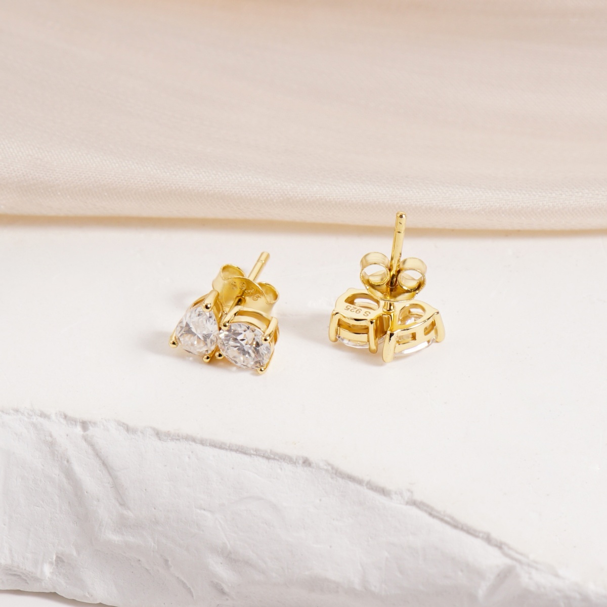 Toi et Moi Stud Earrings Pear and Round Cut Earrings VVS Synthetic Moissanite Earrings S925 Studs