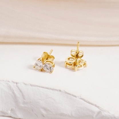 Toi et Moi Stud Earrings Pear and Round Cut Earrings VVS Synthetic Moissanite Earrings S925 Studs
