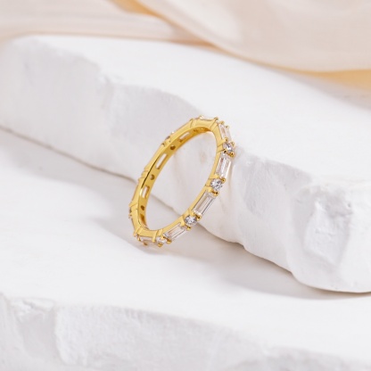 Eternal Trinity Harmony Set Vintage Ring Band Champagne Stacking Ring Synthetic Moissanite Ring Jewelry S925 Band