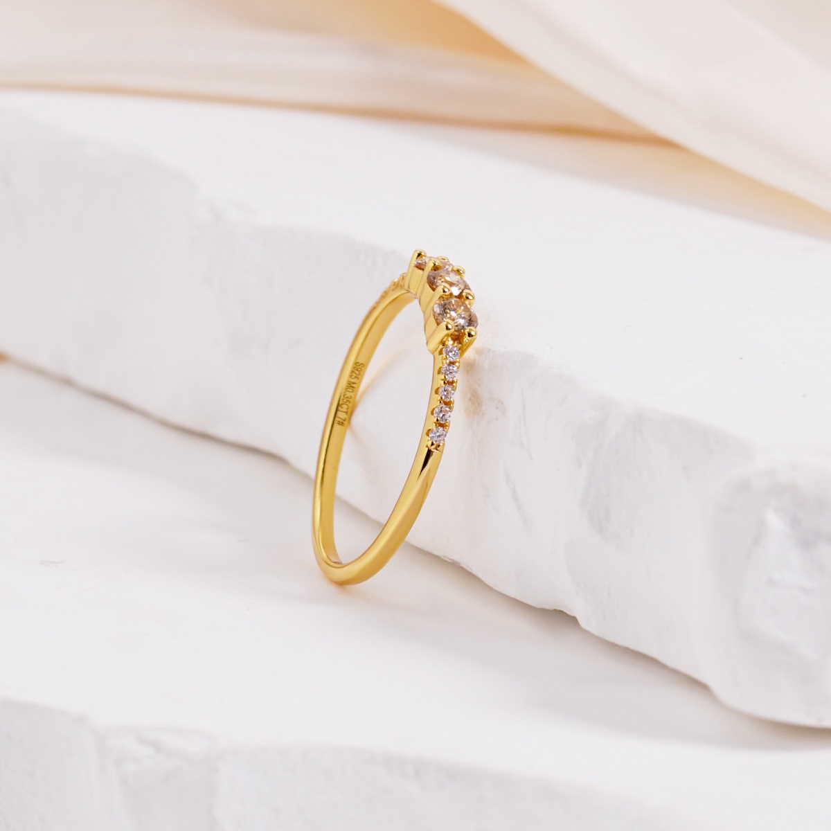 Eternal Trinity Harmony Set Vintage Ring Band Champagne Stacking Ring Synthetic Moissanite Ring Jewelry S925 Band