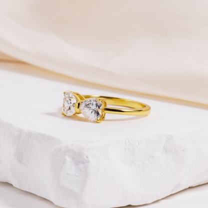 1.6ct Classic Heart Cut Ring Angelic Bow Ring D Color VVS Synthetic Moissanite Ring Jewelry S925/Copper Band