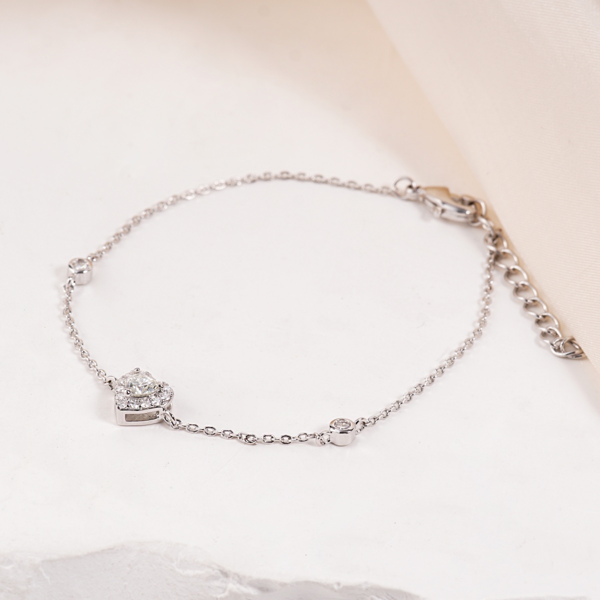 Delzzad Eternal Heart Set Bling Love Heart Bracelet Heart Pendant Necklace Jewelry Set Synthetic Moissanite Necklace Bracelet Jewelry Copper Chain