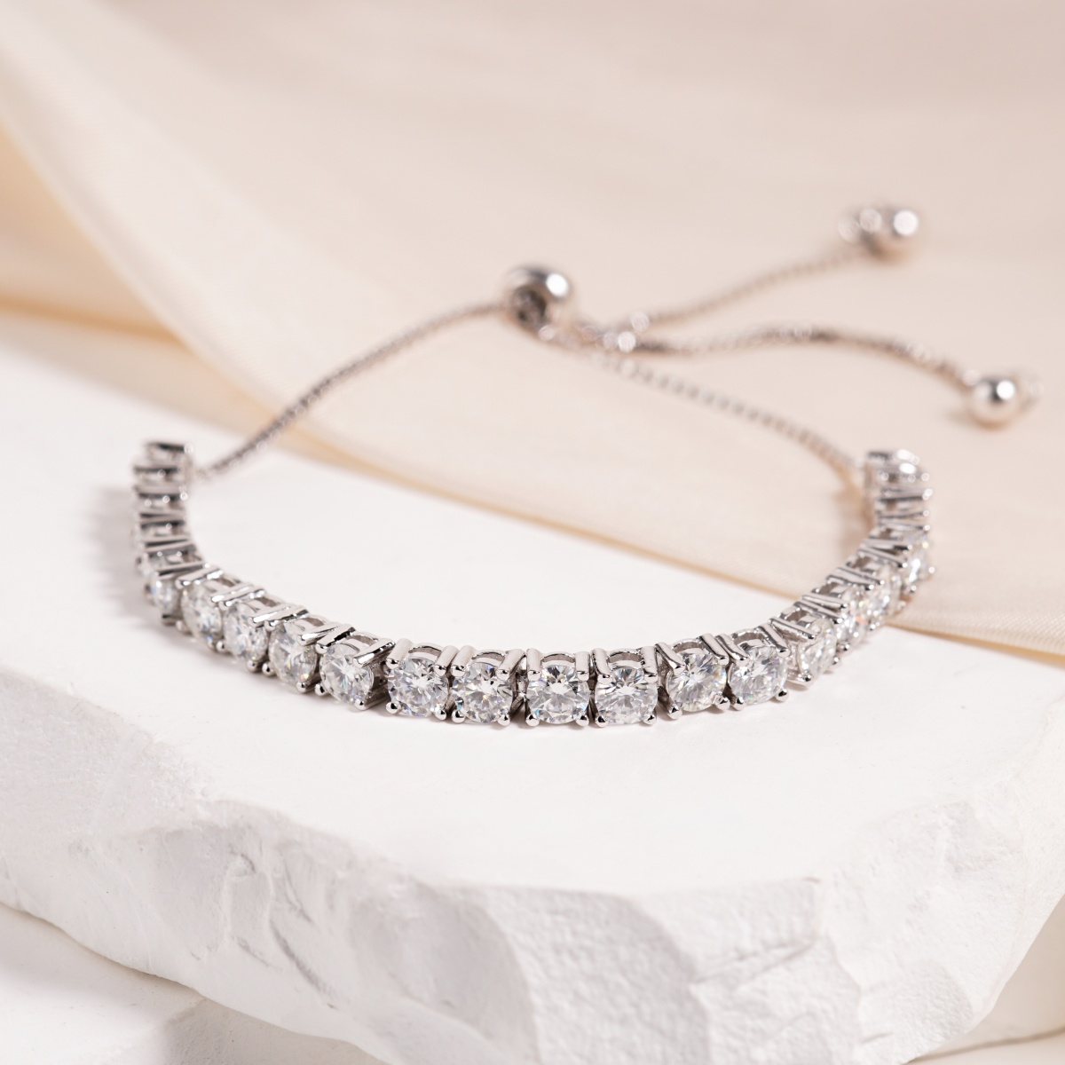 6.6ct Starlight Adjustable Bracelet Synthetic Moissanite Bracelet Copper Chain