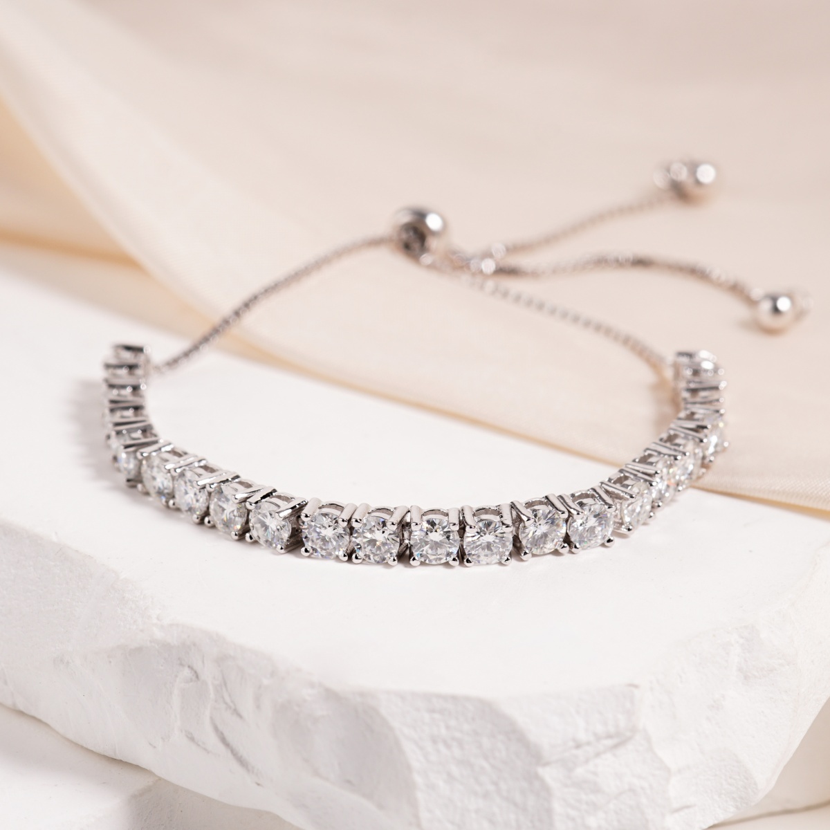 6.6ct Starlight Adjustable Bracelet Synthetic Moissanite Bracelet Copper Chain