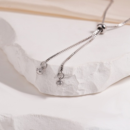 1.5ct Love's Garden Flower Bracelet Adjustable Cluster Bolo Bracelet Synthetic Moissanite Bracelet Copper Chain