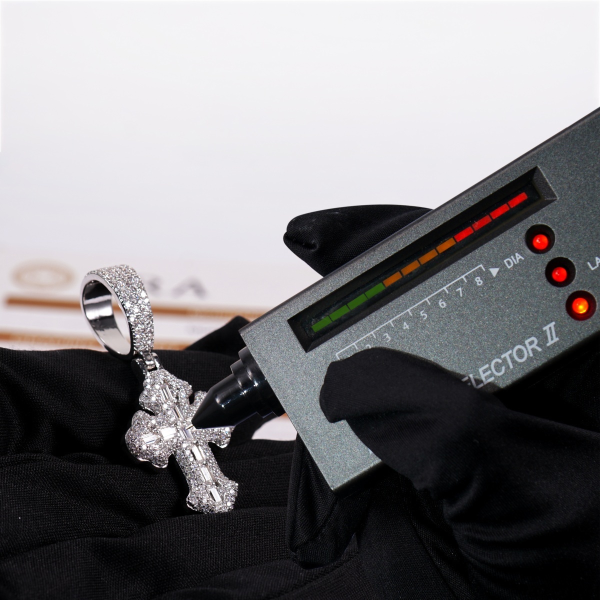 Iced Out Calvary Pendant Baguette Cross Pendant Necklace Chain D Color VVS Synthetic Moissanite Necklace Copper Chain