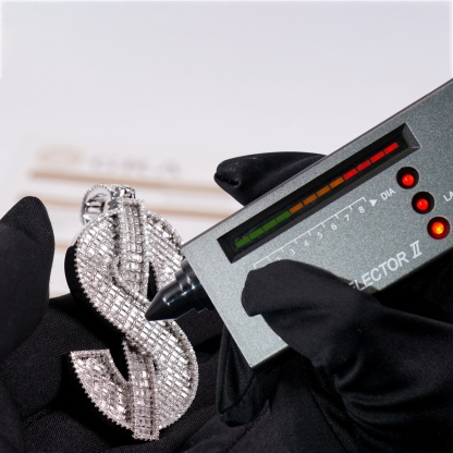 Bling Fortune Seeker USD Pendant Prosperity Pendant Necklace Chain Baguette Cut VVS Synthetic Moissanite Necklace Copper Chain