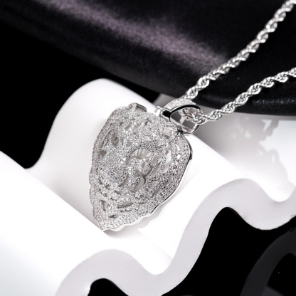 Eternal Pride Hip Hop Tiger Head Pendant Tiger Necklace Chain D Color VVS Synthetic Moissanite Copper Chain