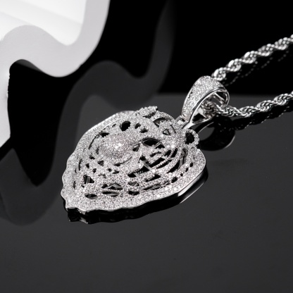 Eternal Pride Hip Hop Tiger Head Pendant Tiger Necklace Chain D Color VVS Synthetic Moissanite Copper Chain