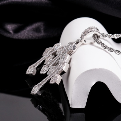 Iced Out Triple Cross Pendant Shining Grace Pendant D Color VVS Synthetic Moissanite Copper Chain