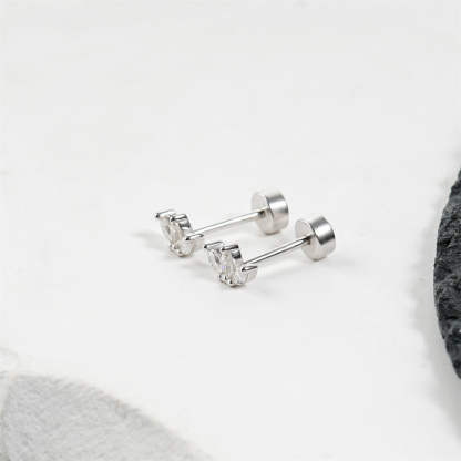 Delzzad Willow Dew Stud Earrings Marquise Crown Stud Earrings Flat Back Earrings Screw-on Synthetic Moissanite Earrings Jewelry S925 Studs
