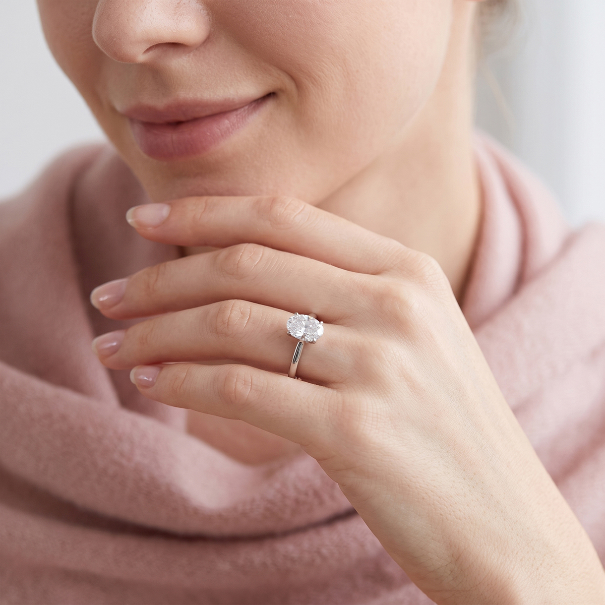 14K Gold-Plated 2ct Solitaire Oval Promise Engagement Ring Synthetic Moissanite Wedding Ring Jewelry