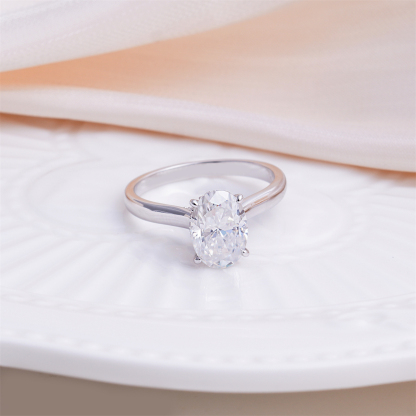 14K Gold-Plated 2ct Solitaire Oval Promise Engagement Ring Synthetic Moissanite Wedding Ring Jewelry
