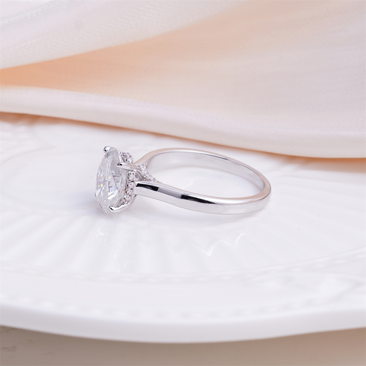 14K Gold-Plated 2ct Solitaire Oval Promise Engagement Ring Synthetic Moissanite Wedding Ring Jewelry
