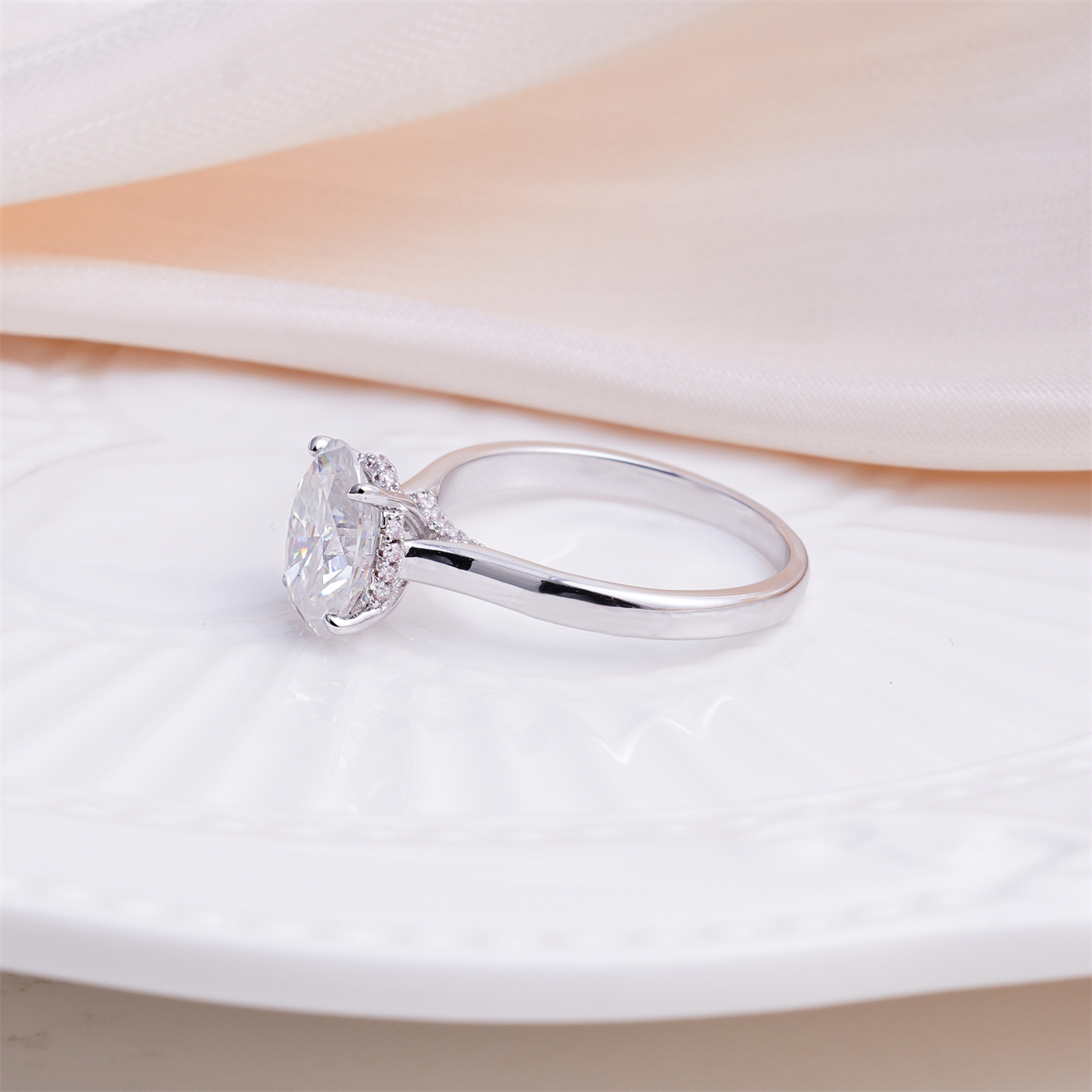 14K Gold-Plated 2ct Solitaire Oval Promise Engagement Ring Synthetic Moissanite Wedding Ring Jewelry