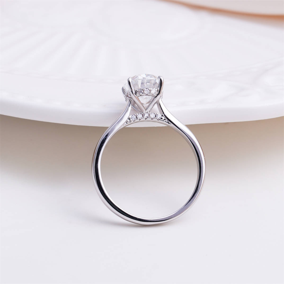 14K Gold-Plated 2ct Solitaire Oval Promise Engagement Ring Synthetic Moissanite Wedding Ring Jewelry
