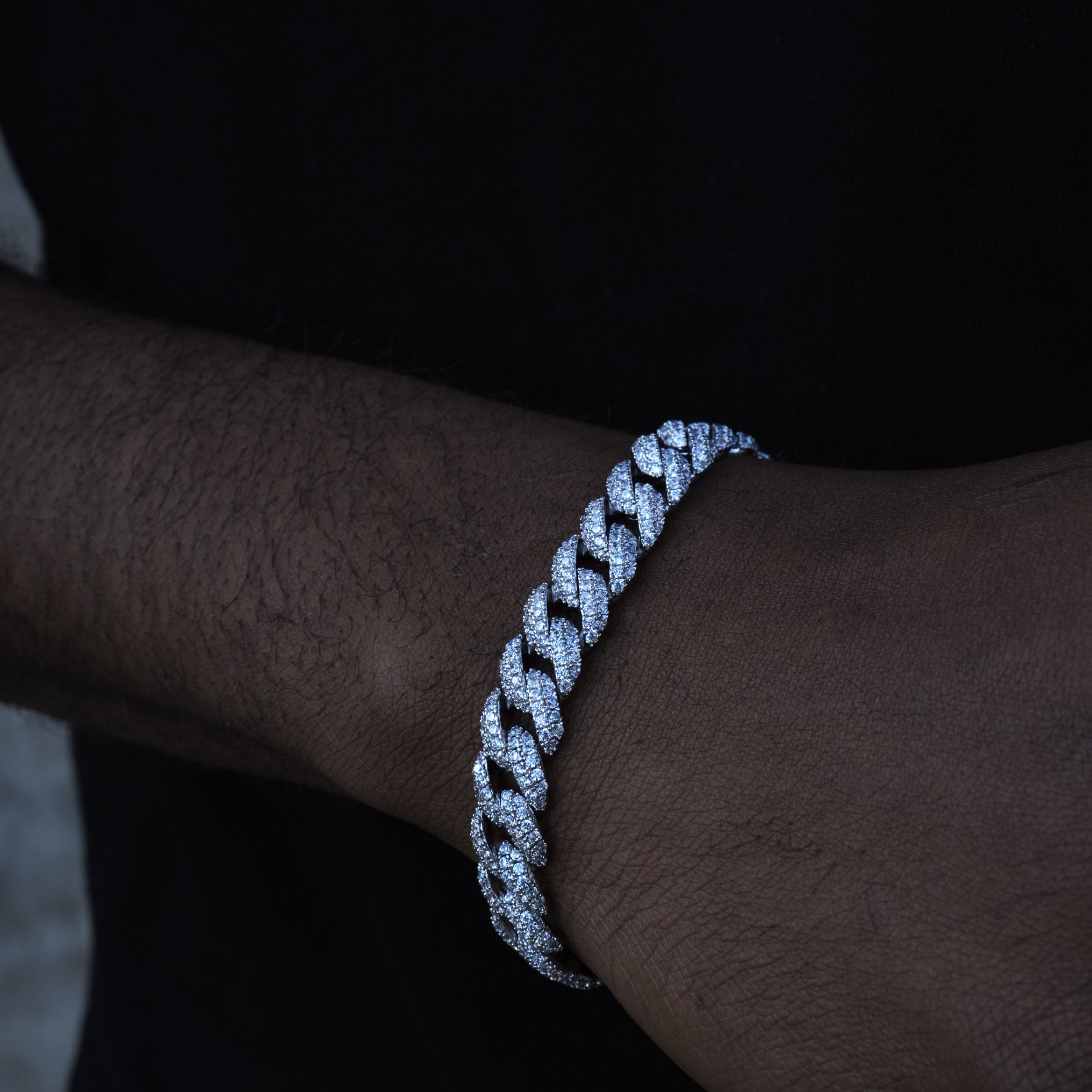 01style S925 VVS Synthetic Moissanite Hip Hop Unisex Cuban Link Bracelet