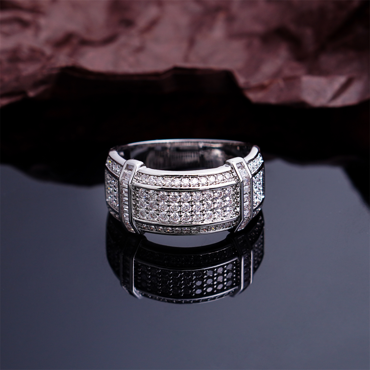 14K Gold-Plated Aura Arc Ring Men's Engagement Ring Band Promise Ring VVS Synthetic Moissanite Ring Exquisite Jewelry for Men Women