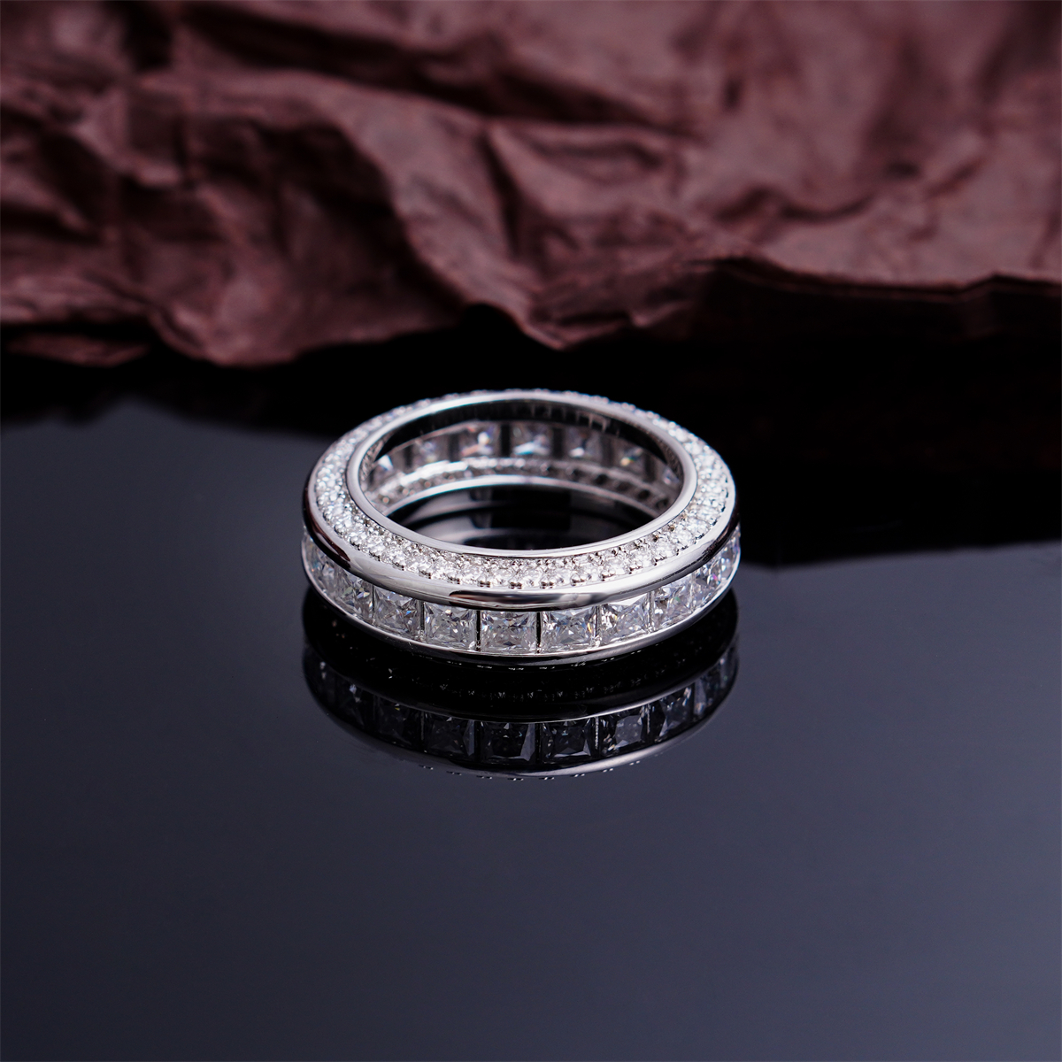 14K Gold-Plated Elysian Gate Ring Unisex Channel Set Eternity Band VVS Synthetic Moissanite Ring Exquisite Jewelry for Men Women