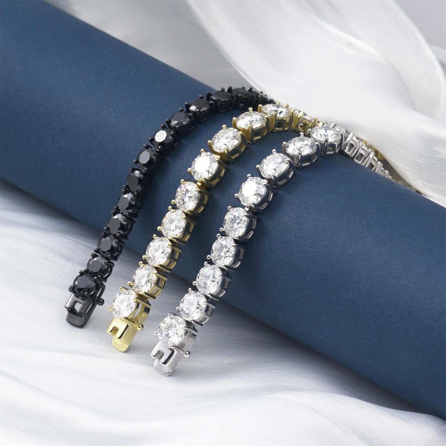 6-8inch and 2-6.5mm Gemstones S925 VVS Synthetic Moissanite Hip Hop Tennis Bracelet
