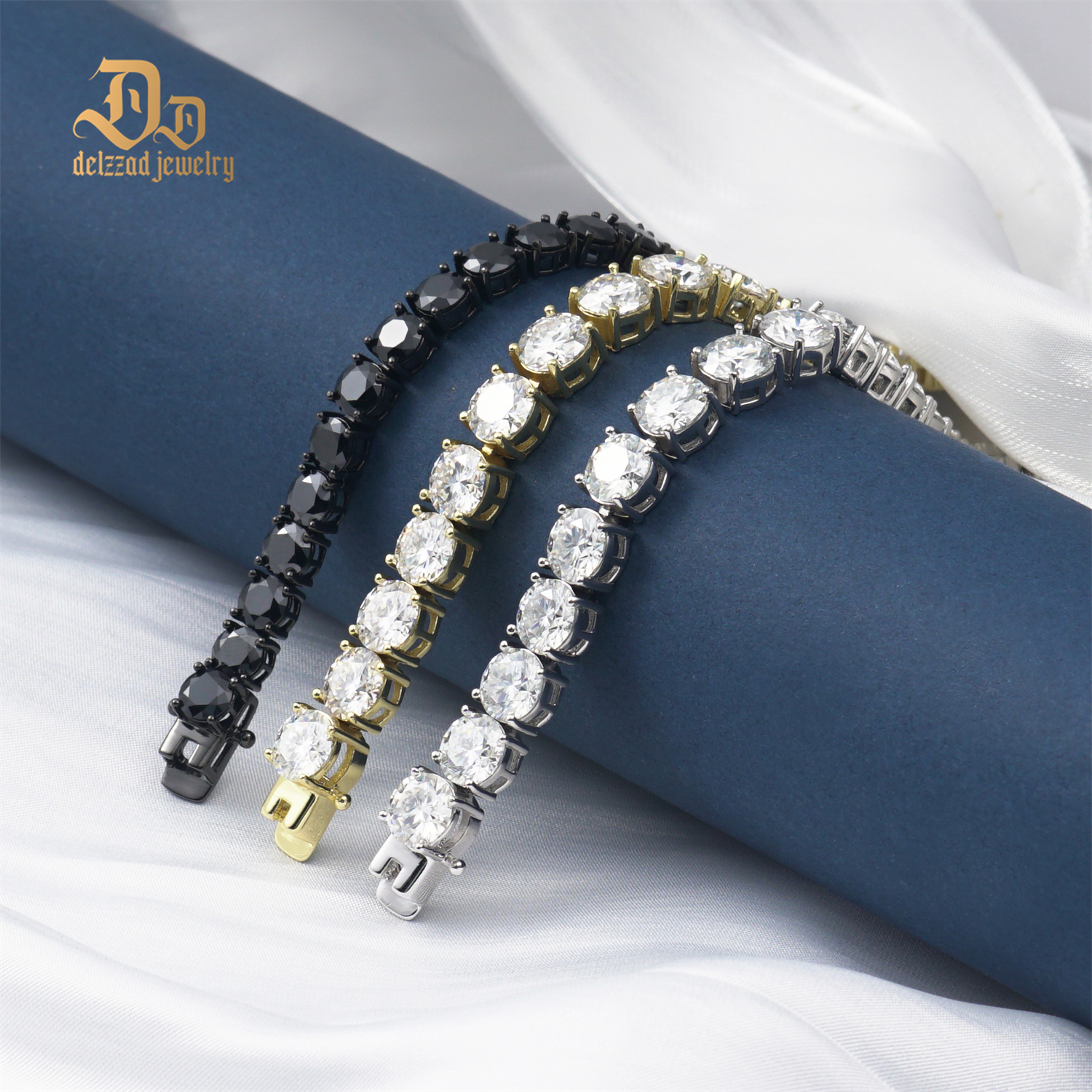 6-8inch and 2-6.5mm Gemstones S925 VVS Synthetic Moissanite Hip Hop Tennis Bracelet