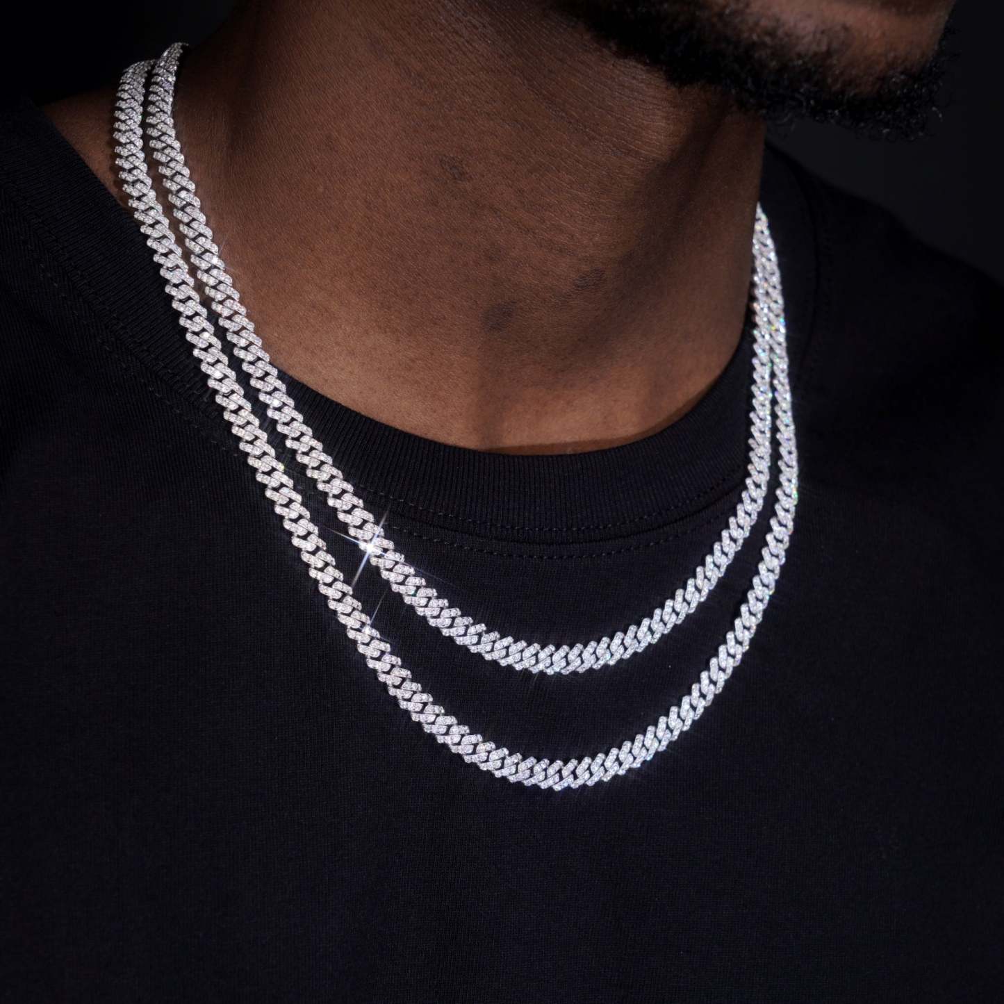 925S & VVS Moissanite 6.5MM Prong Cuban Link Chain