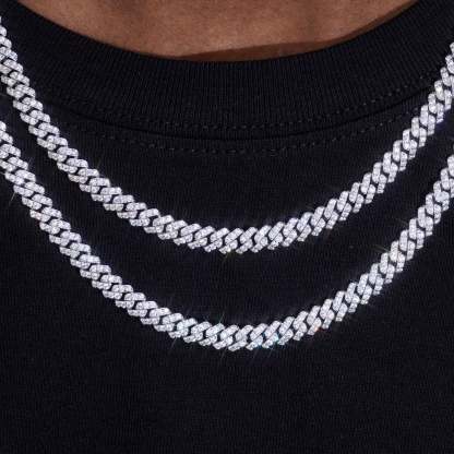925S & VVS Moissanite 6.5MM Prong Cuban Link Chain